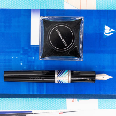 Stipula Monnalisa Ebony Blue Enamel Fountain Pen silver enamel