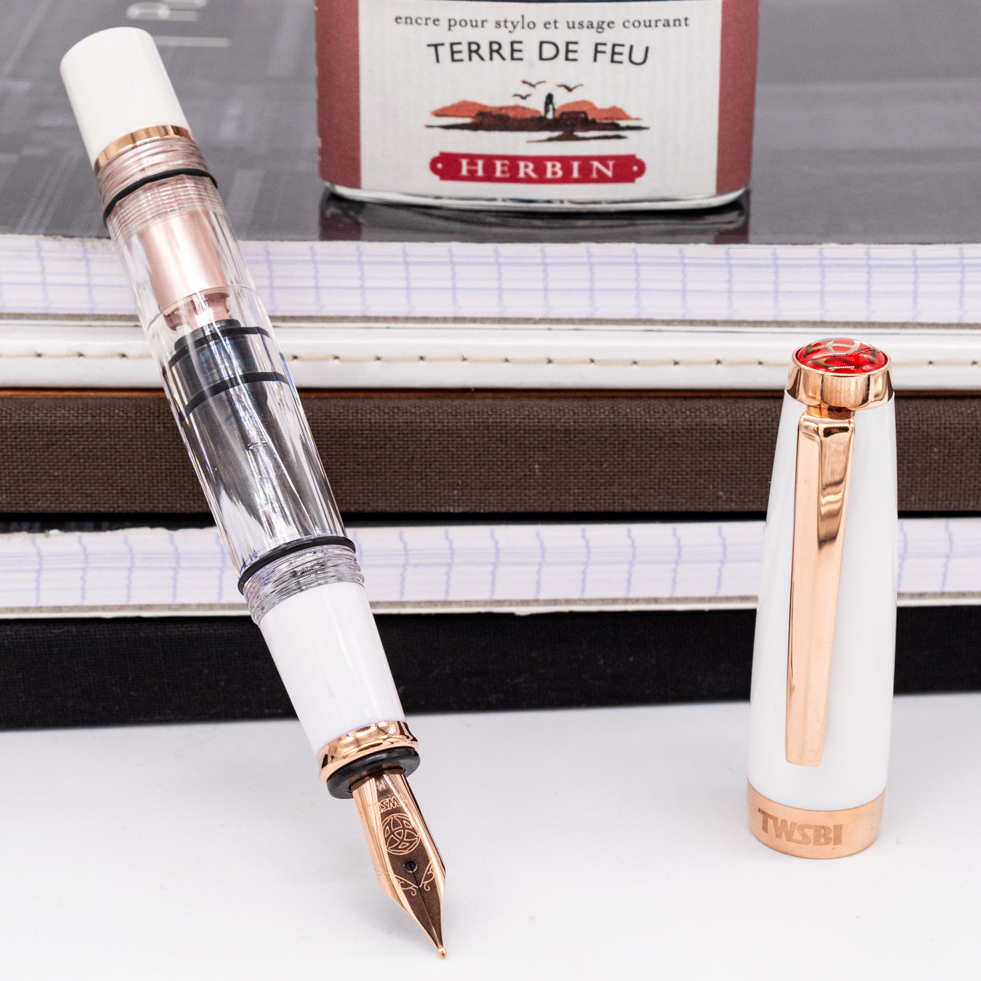 TWSBI Mini White & Rose Gold Fountain Pen - Preowned