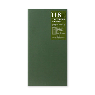 Traveler's Company Notebook Refill 018 Vertical Weekly Diary Regular Size