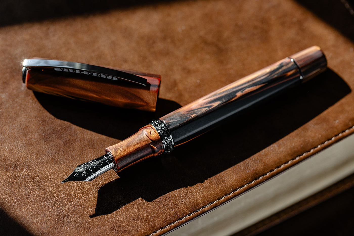 Visconti Medici Briarwood Ruthenium Fountain Pen silver