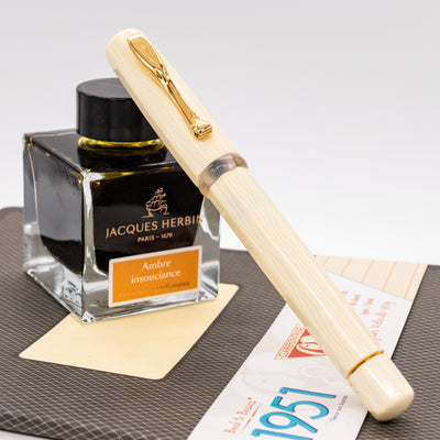 Visconti Voyager Milky White Celluloid Fountain Pen Capped