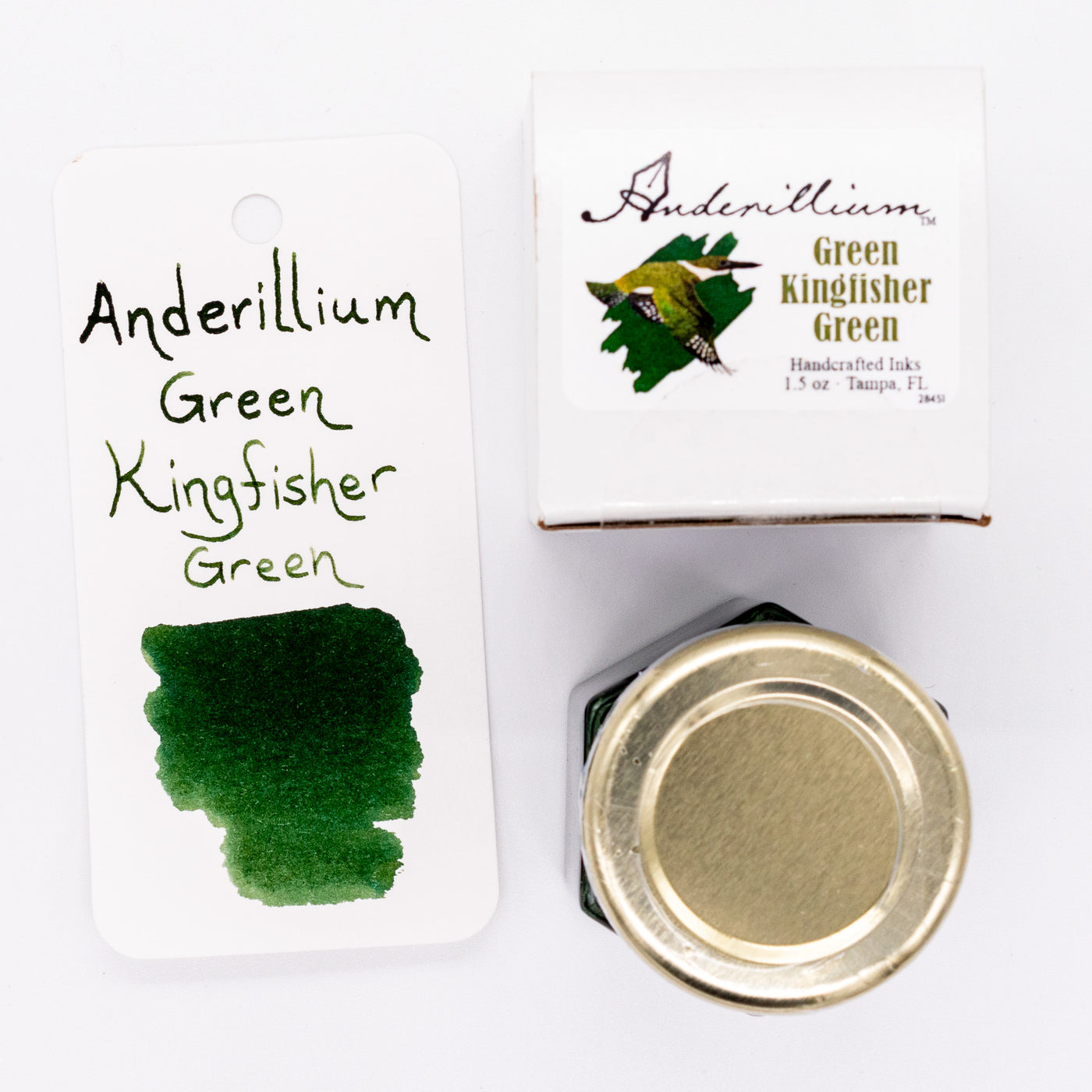Anderillium Green Kingfisher Green Ink Bottle 1.5oz glass