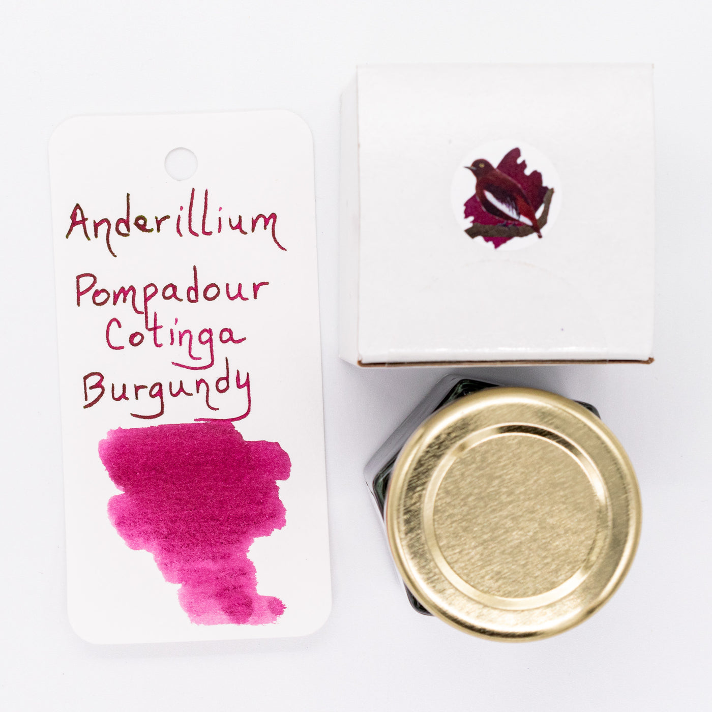Anderillium Pompadour Cotinga Burgundy Ink Bottle 1.5oz glass