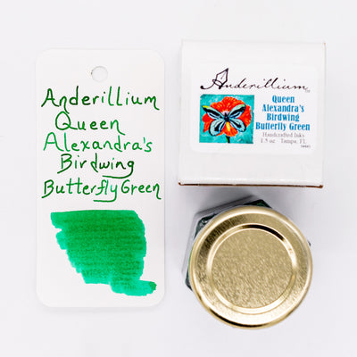 Anderillium Queen Alexandra's Birdwing Butterfly Green Ink Bottle 1.5oz glass