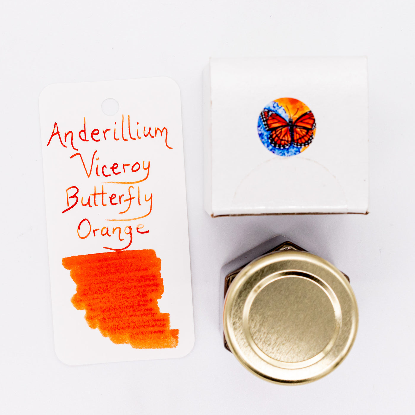 Anderillium Viceroy Butterfly Orange Ink Bottle 1.5oz glass