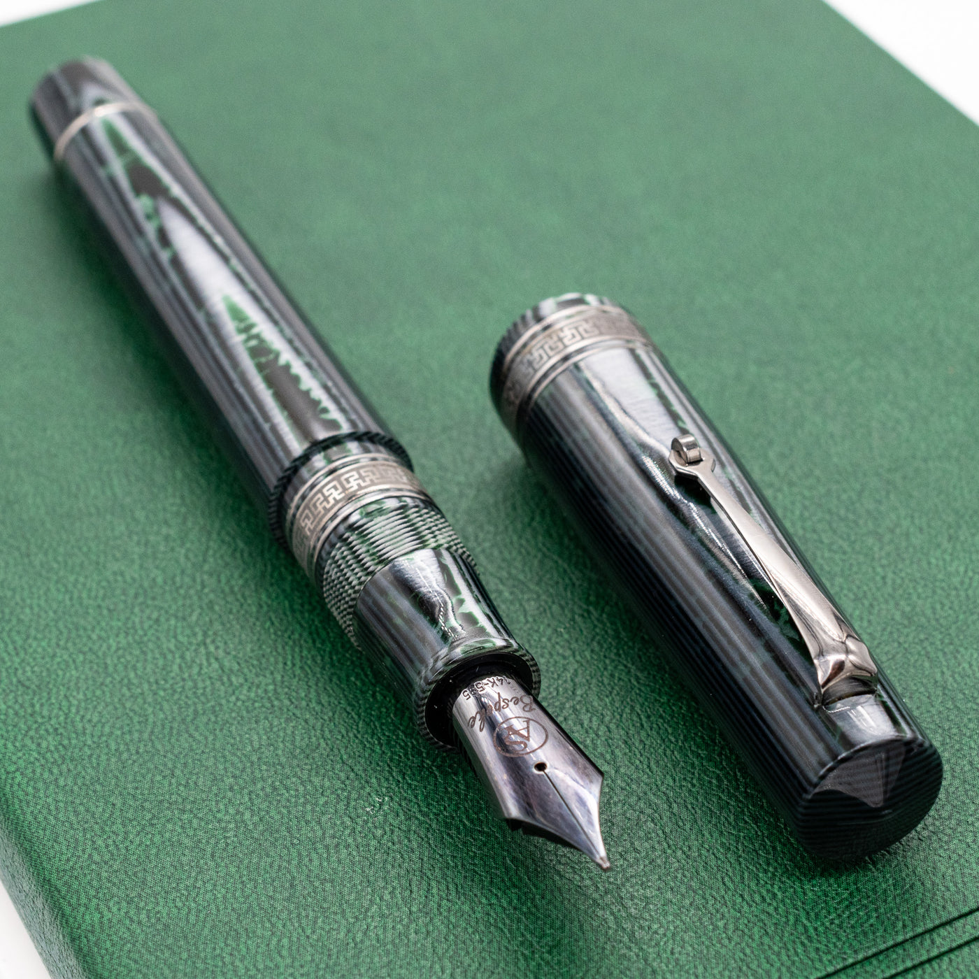 ASC Bologna Extra Arco Verde China Bespoke Fountain Pen black ruthenium trim