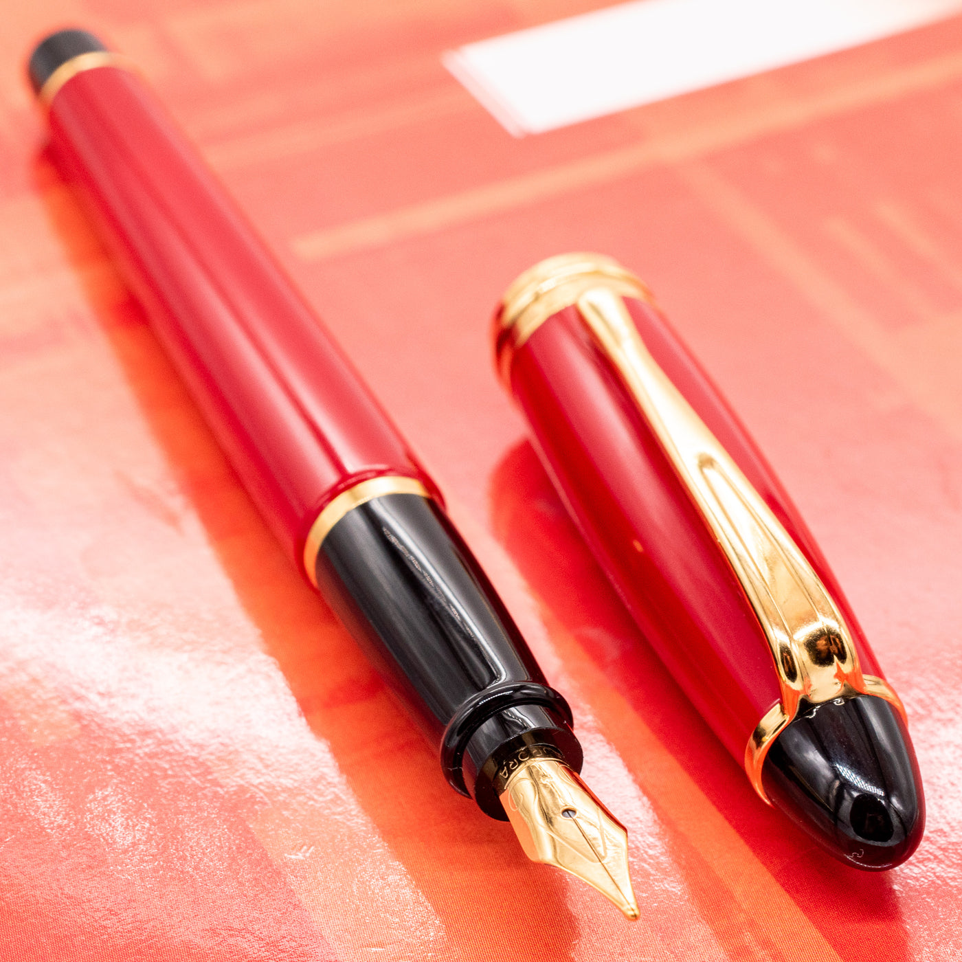 Aurora Ipsilon Resin Fountain Pen - Red black accents