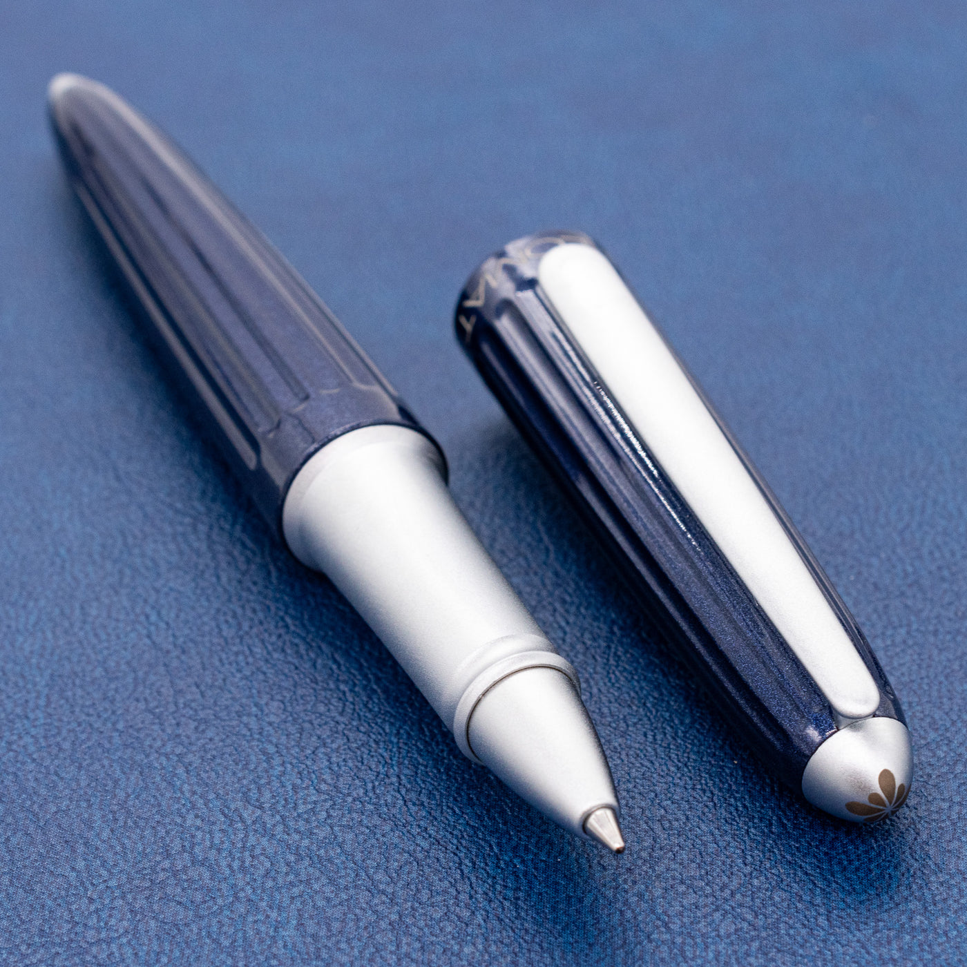 Diplomat Aero Rollerball Pen - Midnight Blue uncapped