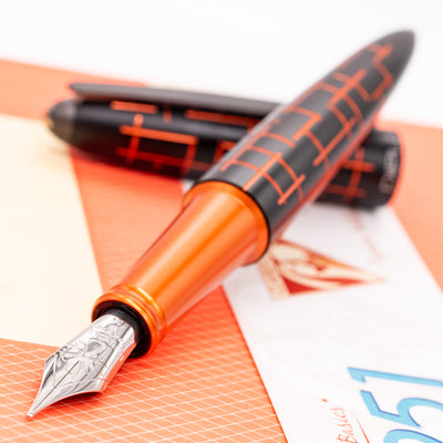 Diplomat Elox Matrix Black & Orange Fountain Pen uncapped