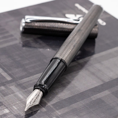 Diplomat Esteem Fountain Pen - Black Barley silver trim