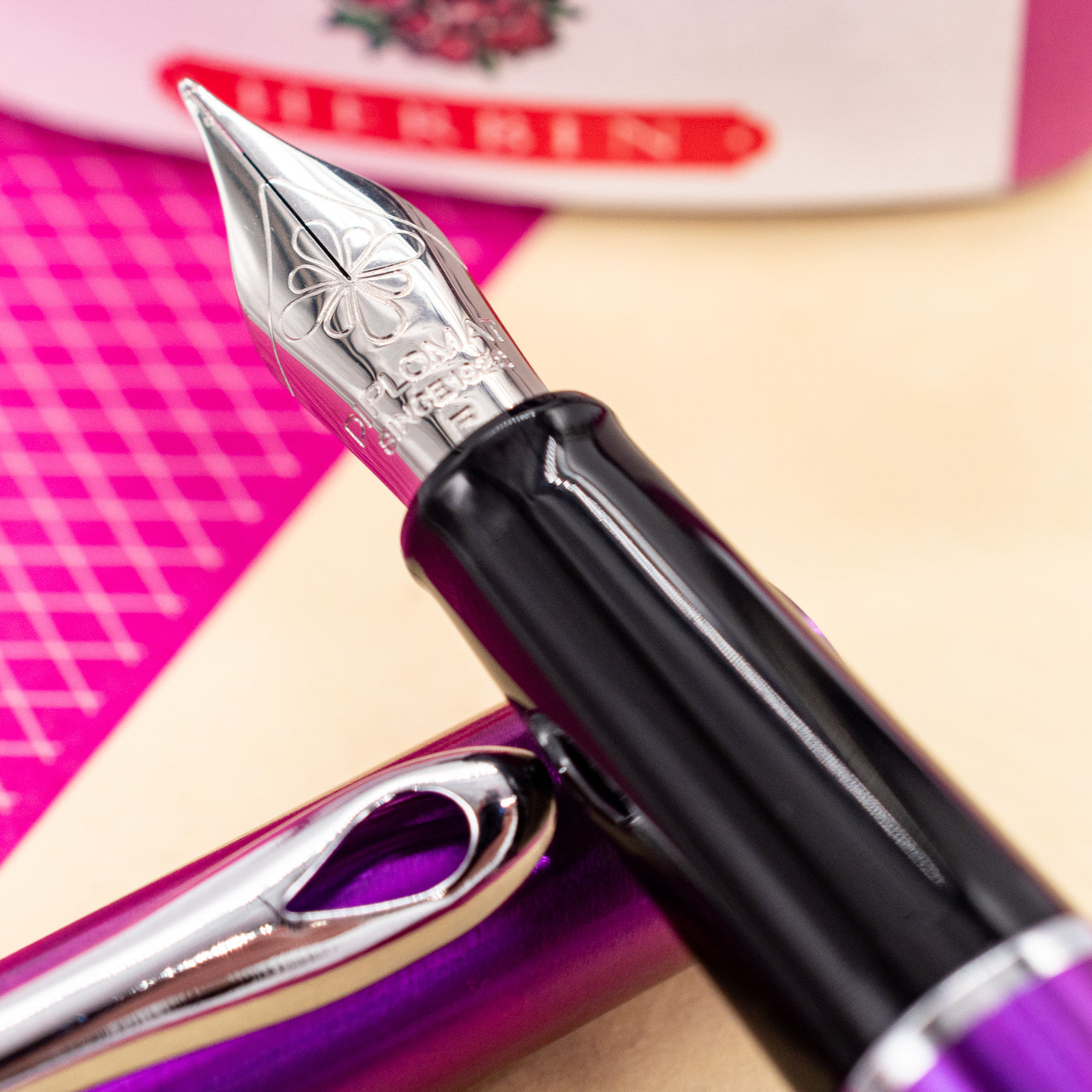 Diplomat Traveller Funky Fountain Pen - Fuchsia stainless steel nib