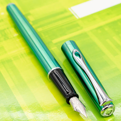 Diplomat Traveller Funky Fountain Pen - Green chrome trim