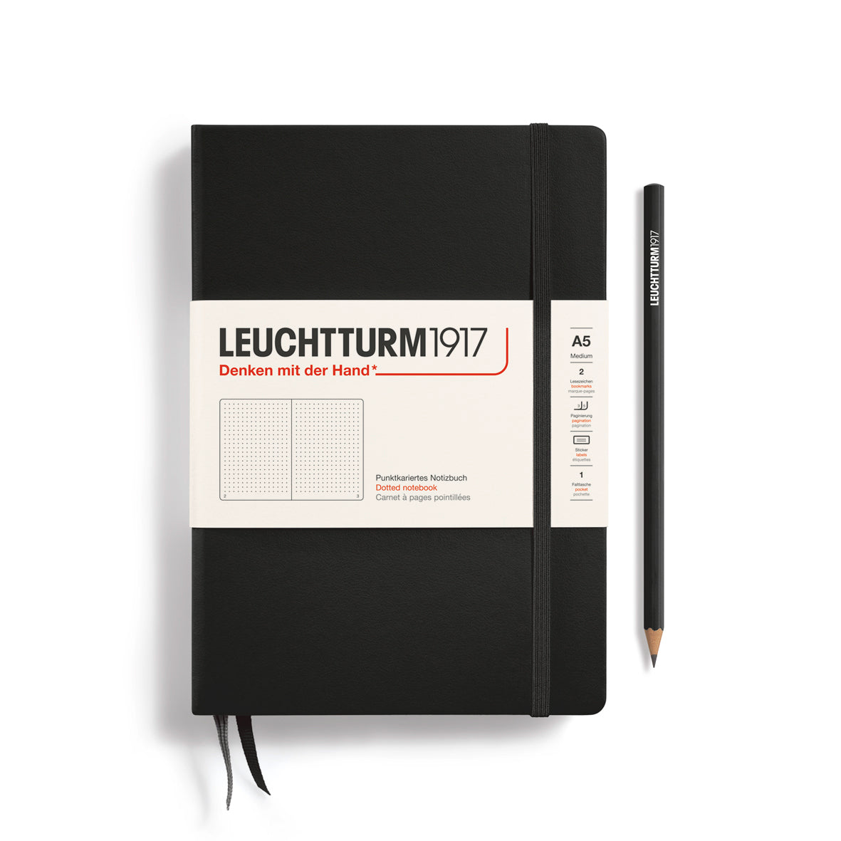 Leuchtturm Hardcover A5 Dotted Notebook - Black