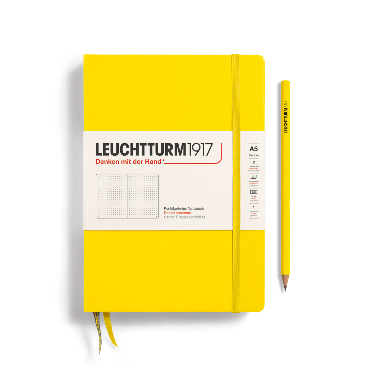 Leuchtturm Hardcover A5 Dotted Notebook - Lemon