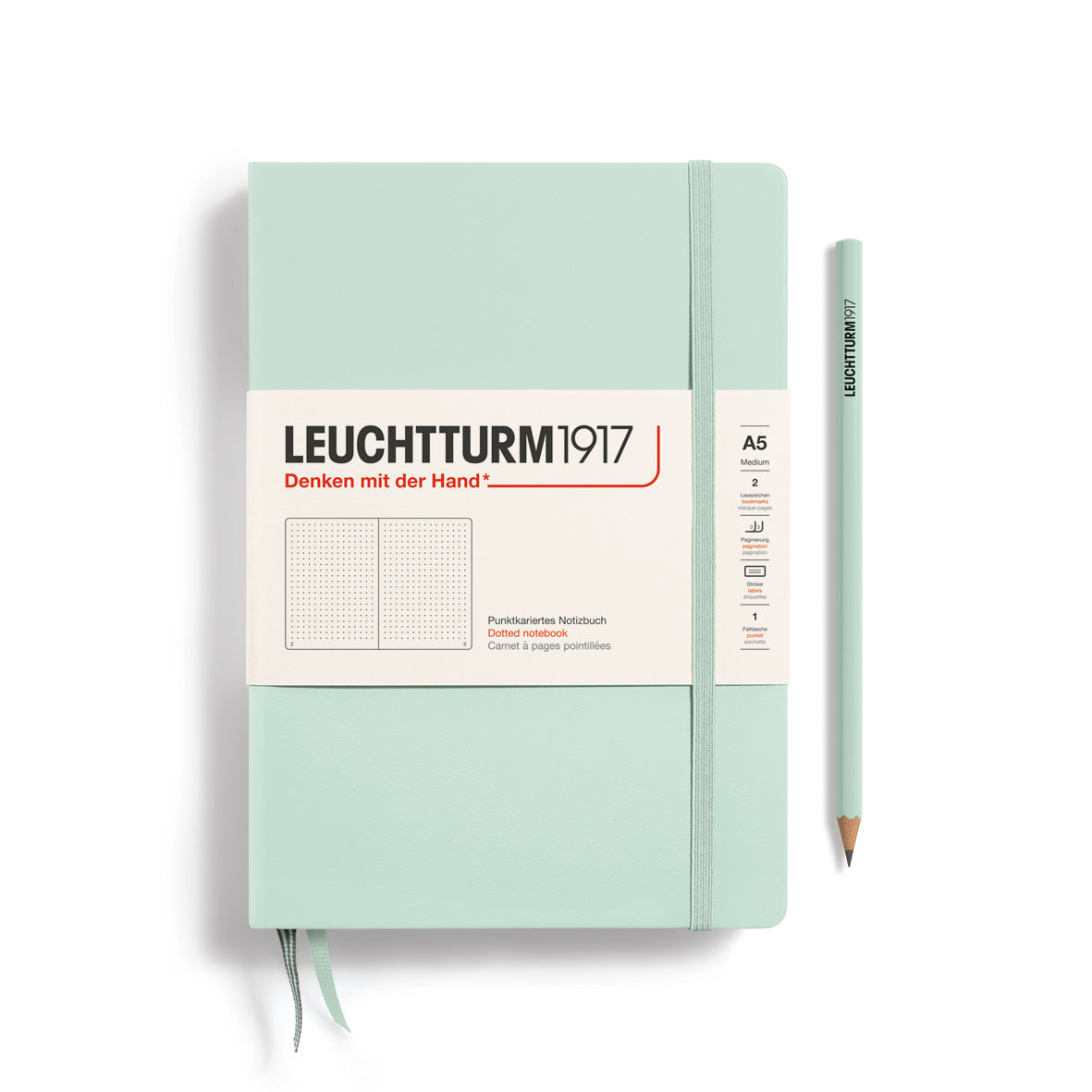 Leuchtturm Hardcover A5 Dotted Notebook - Mint Green