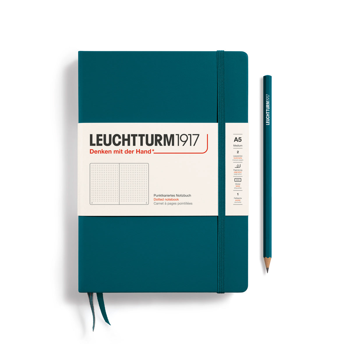 Leuchtturm Hardcover A5 Dotted Notebook - Pacific Green