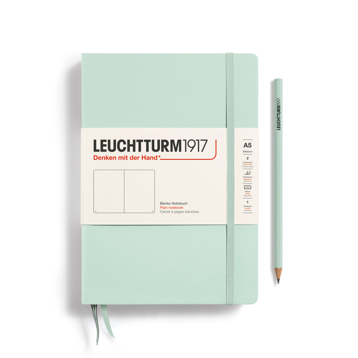 Leuchtturm Hardcover A5 Plain Notebook - Mint Green