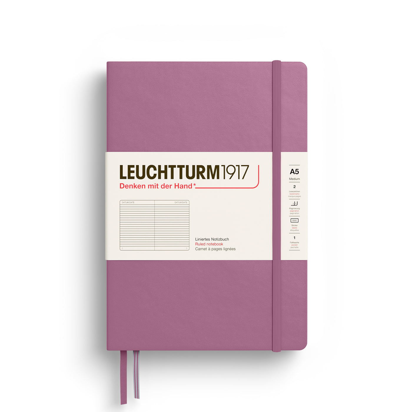 Leuchtturm Hardcover A5 Ruled Notebook - Dusty Rose