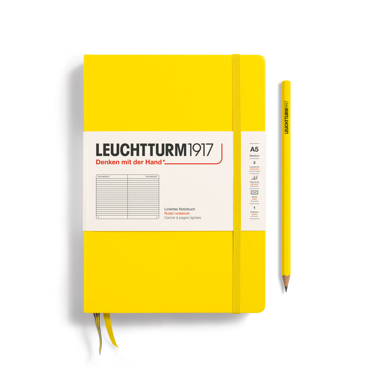 Leuchtturm Hardcover A5 Ruled Notebook - Lemon