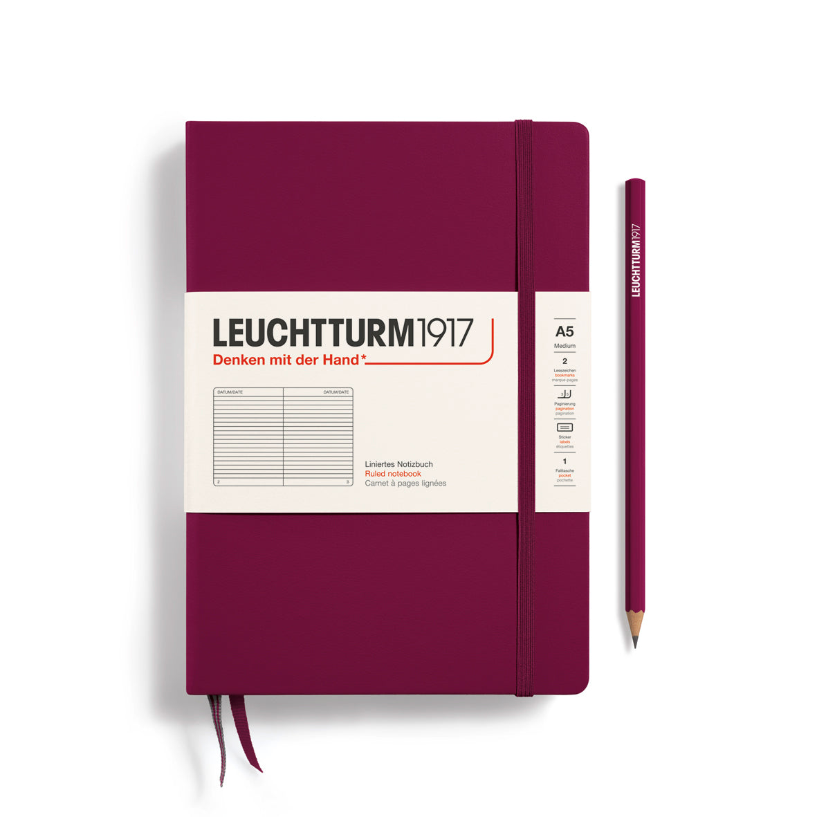 Leuchtturm Hardcover A5 Ruled Notebook - Port Red