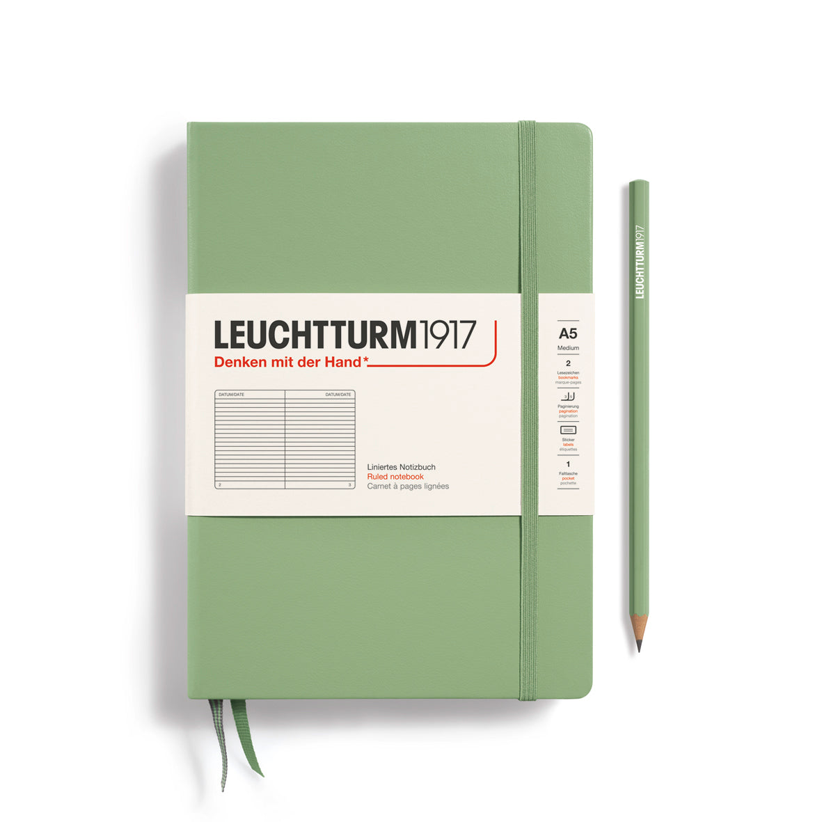 Leuchtturm Hardcover A5 Ruled Notebook - Sage