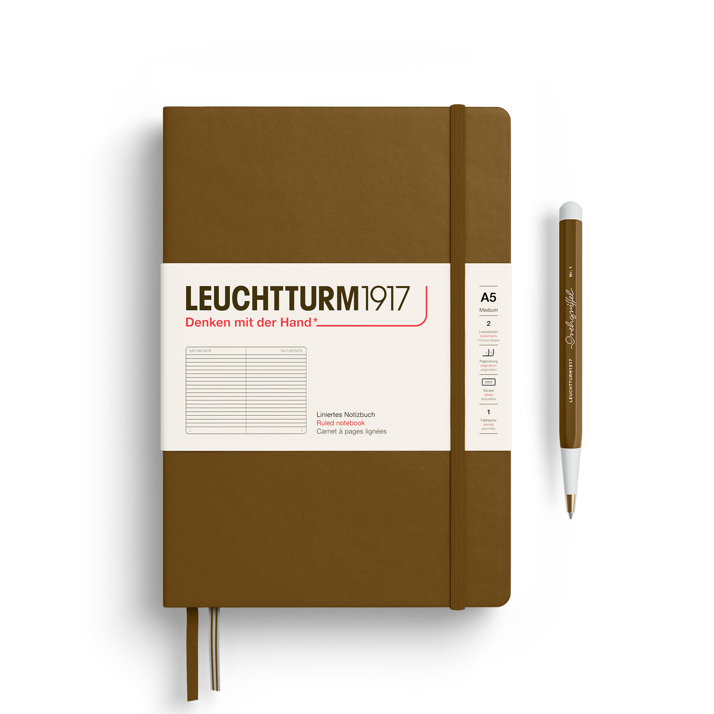 Leuchtturm Hardcover A5 Ruled Notebook - Spice Brown