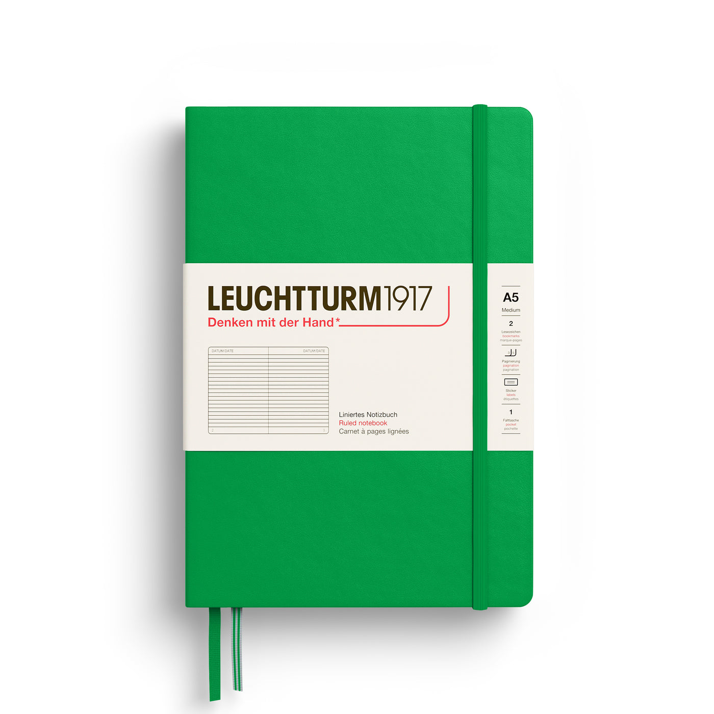 Leuchtturm Hardcover A5 Ruled Notebook - Spring Leaf