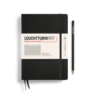 Leuchtturm Hardcover A5 Squared Notebook - Black