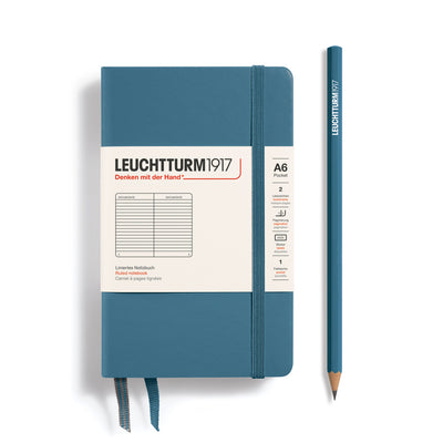 Leuchtturm Hardcover A6 Ruled Notebook - Stone Blue