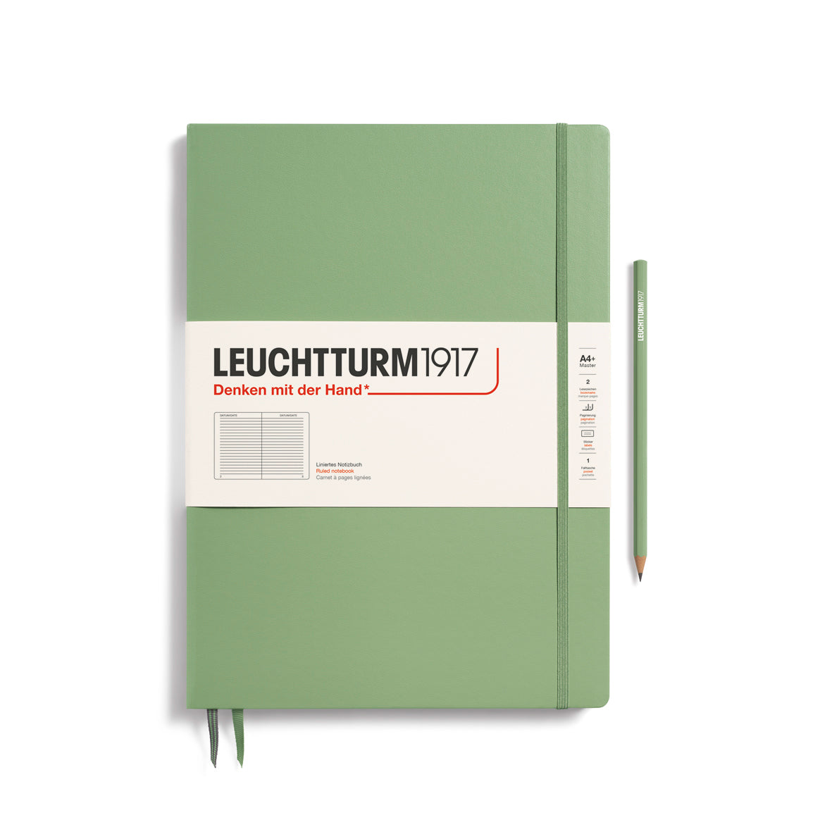 Leuchtturm Master Slim Hardcover A4+ Ruled Notebook - Sage