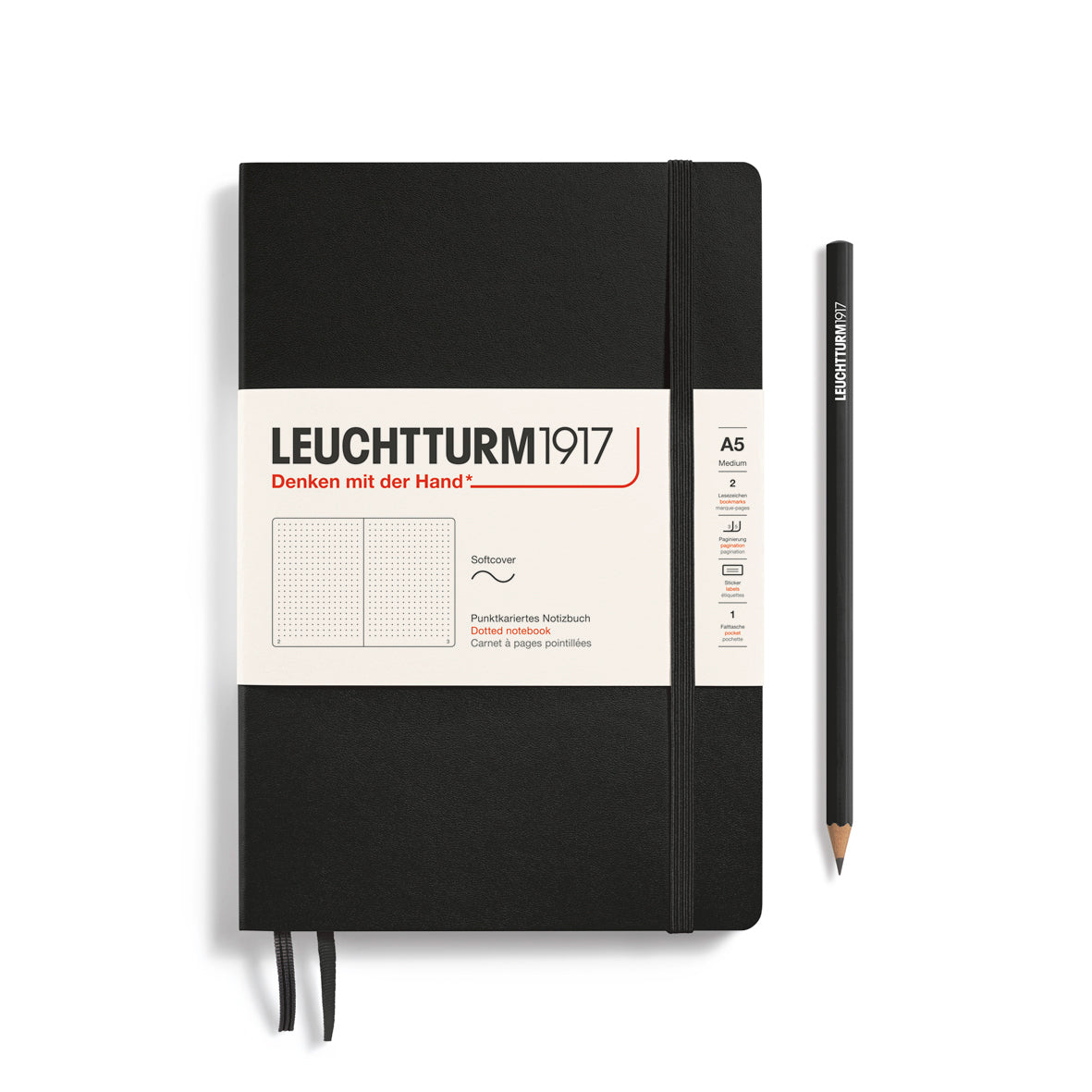 Leuchtturm Softcover A5 Dotted Notebook - Black