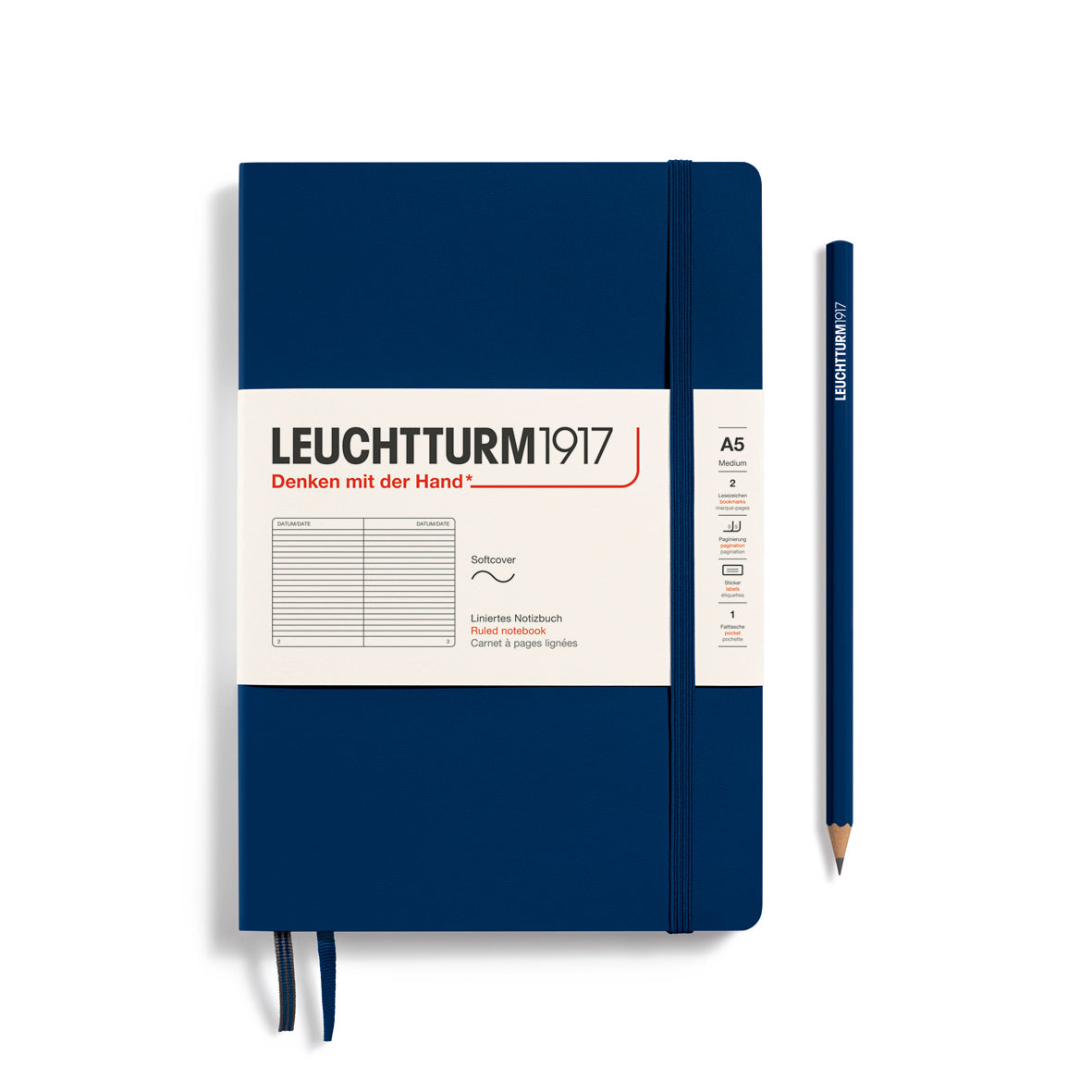 Leuchtturm Softcover A5 Ruled Notebook - Navy