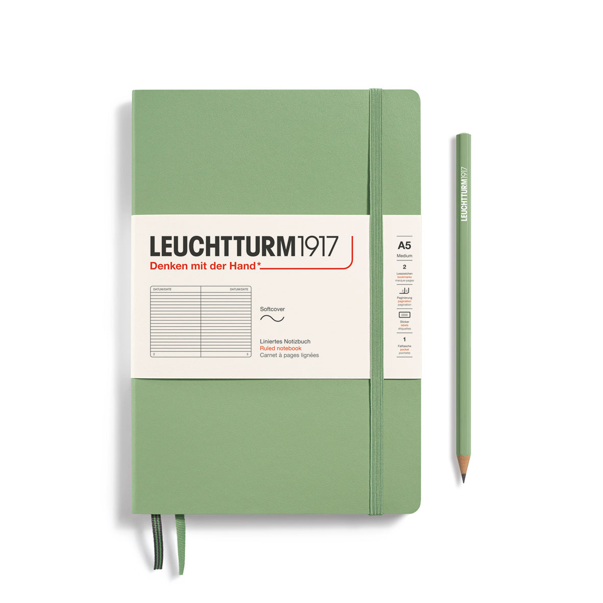 Leuchtturm Softcover A5 Ruled Notebook - Sage