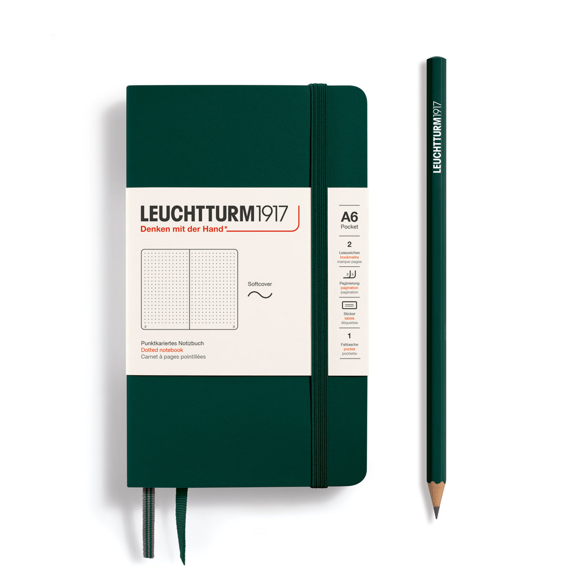 Leuchtturm Softcover A6 Dotted Notebook - Forest Green