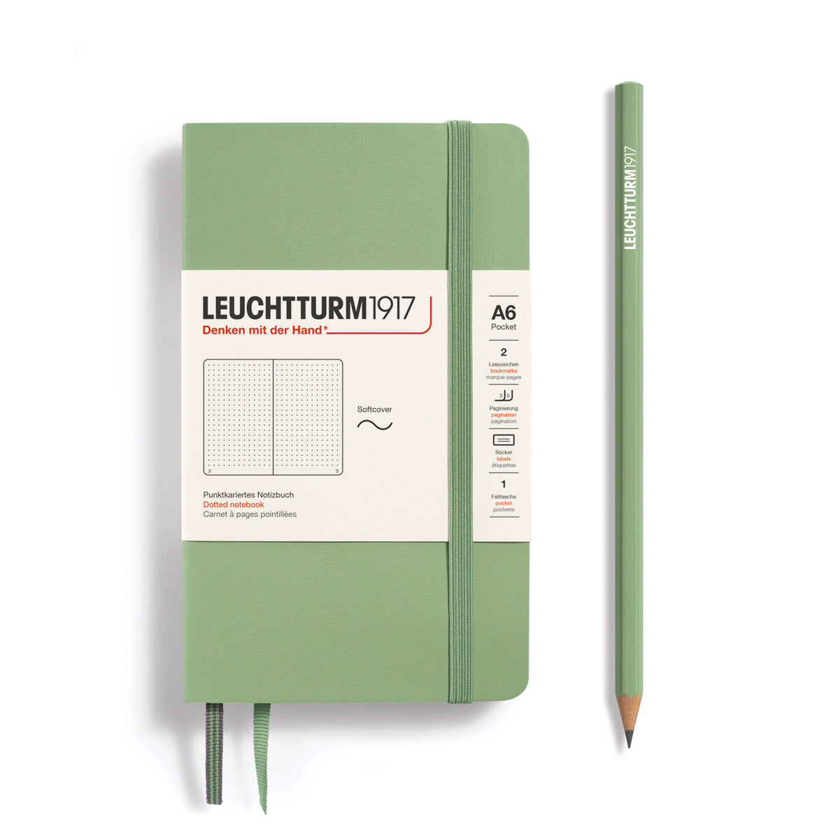 Leuchtturm Softcover A6 Dotted Notebook - Sage