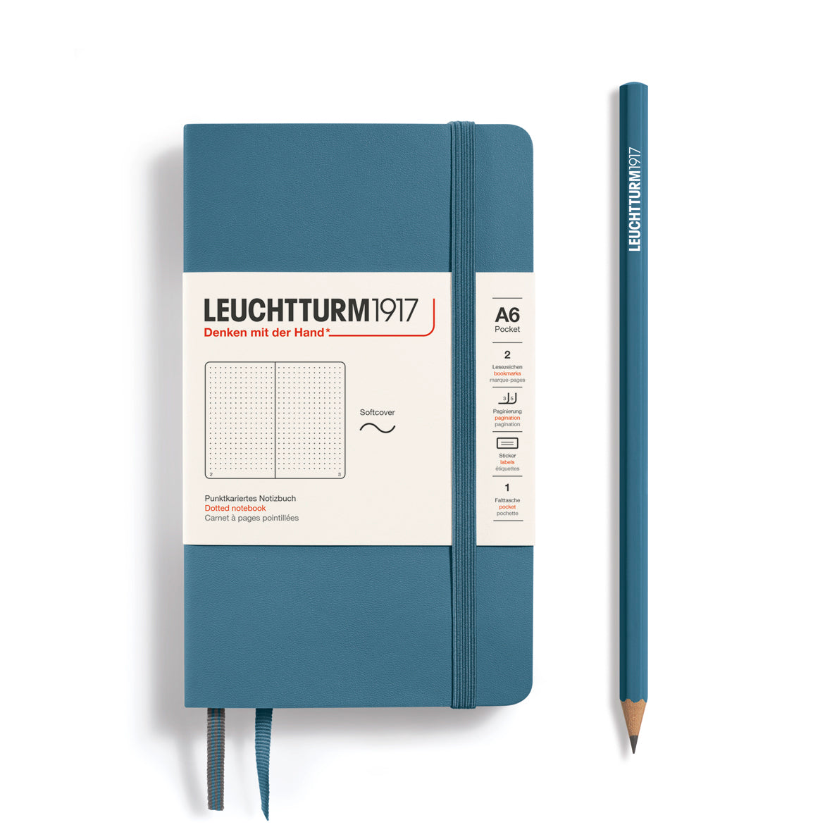 Leuchtturm Softcover A6 Dotted Notebook - Stone Blue