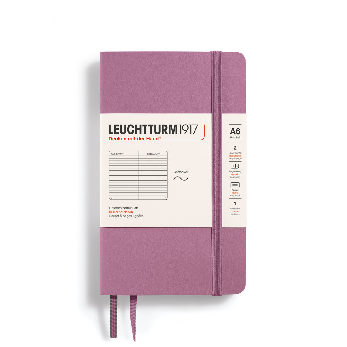 Leuchtturm Softcover A6 Ruled Notebook - Dusty Rose