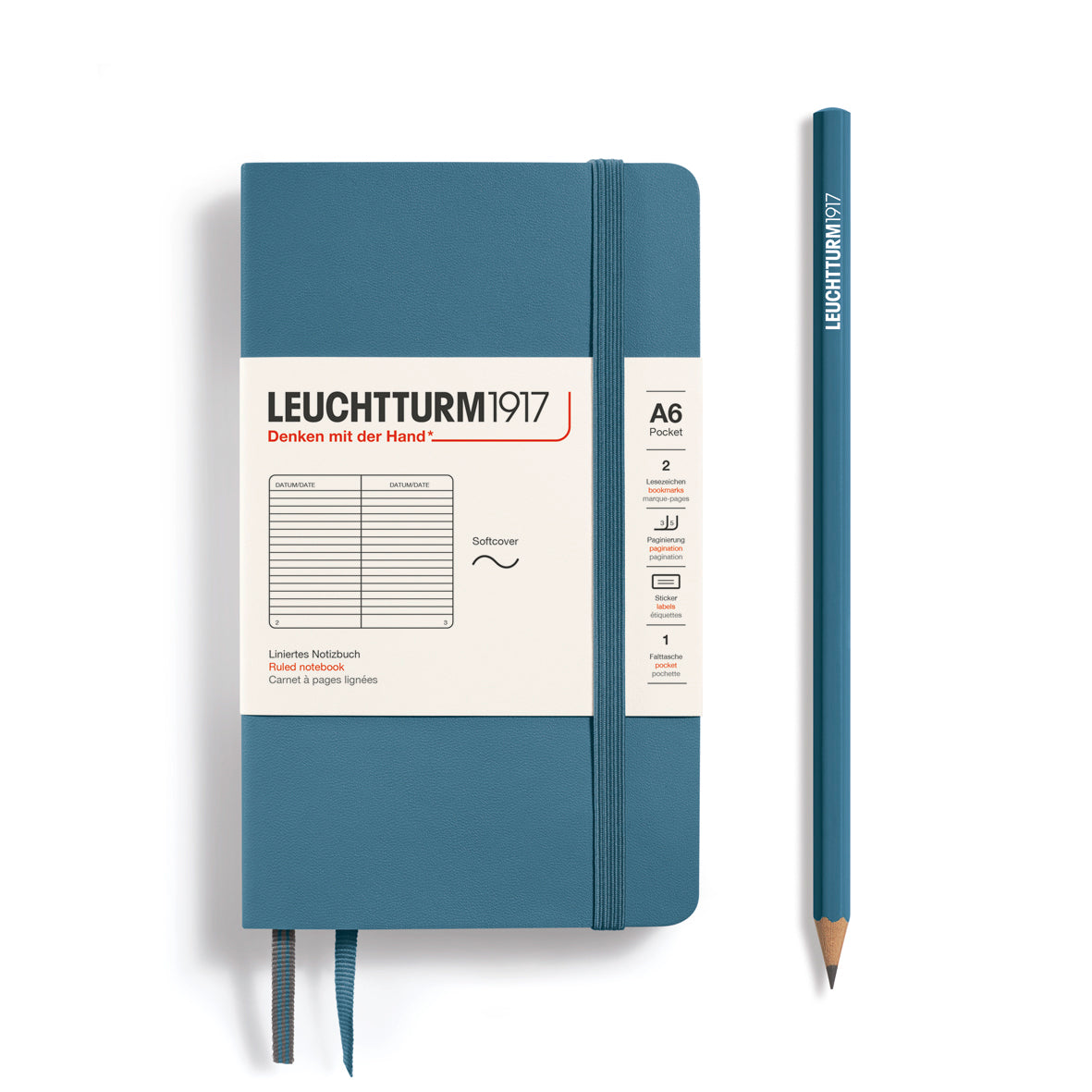 Leuchtturm Softcover A6 Ruled Notebook - Stone Blue