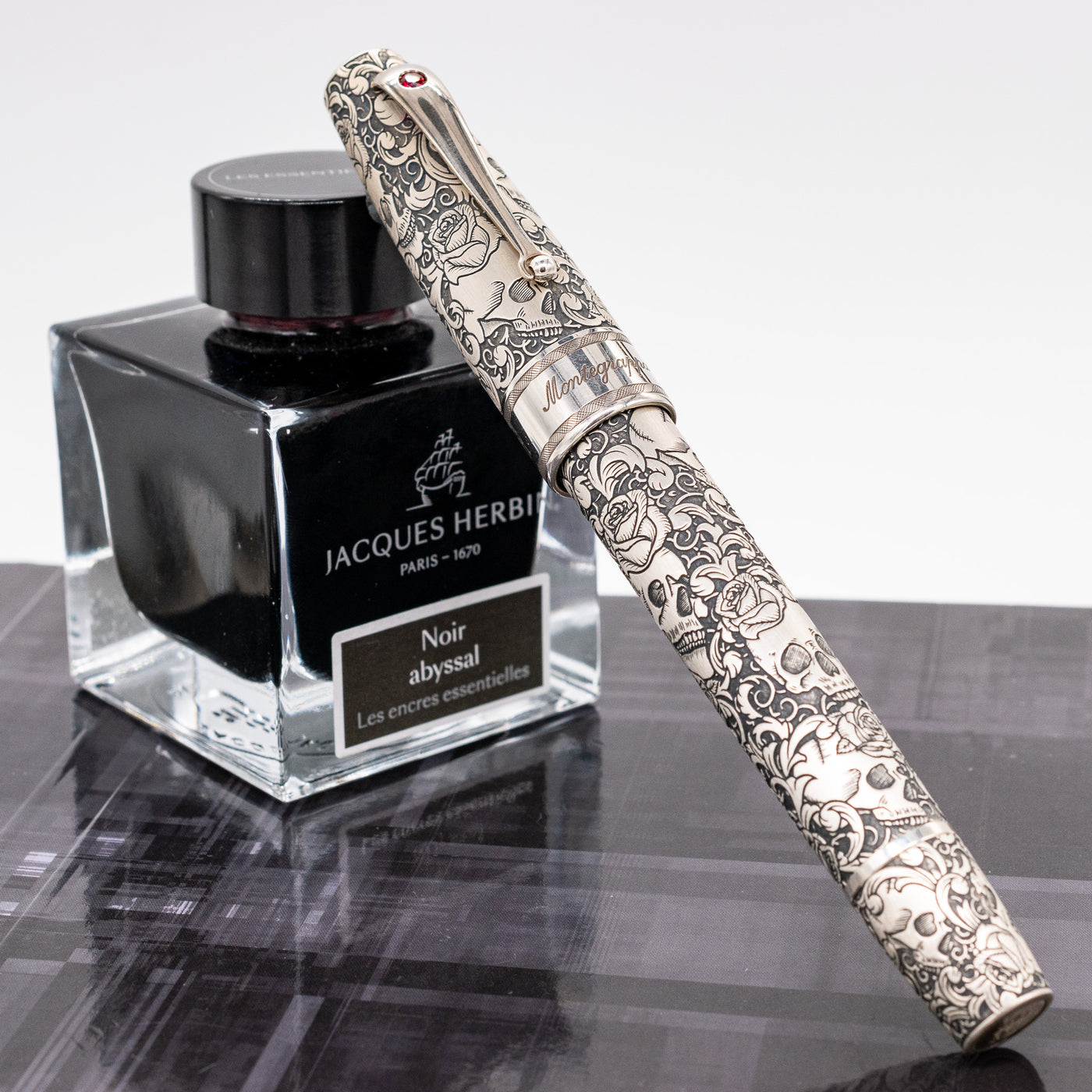 Montegrappa Skull and Roses Limited Edition Rollerball Pen capped