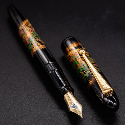 Namiki Yukari Flower Fence Fountain Pen black with floral design