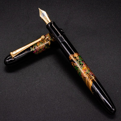 Namiki Yukari Flower Fence Fountain Pen uncapped