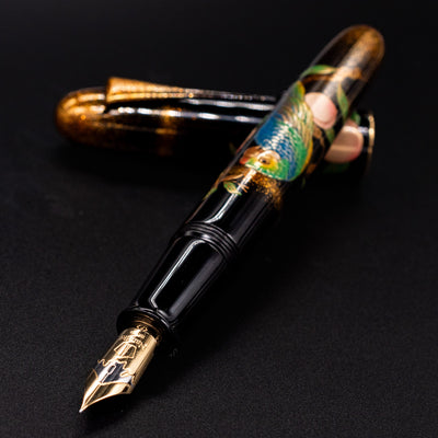 Namiki Yukari Royale Parrot with Peach Fountain Pen uncapped