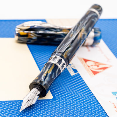 Pineider Antichi Materiali Wilde Blue Fountain Pen uncapped