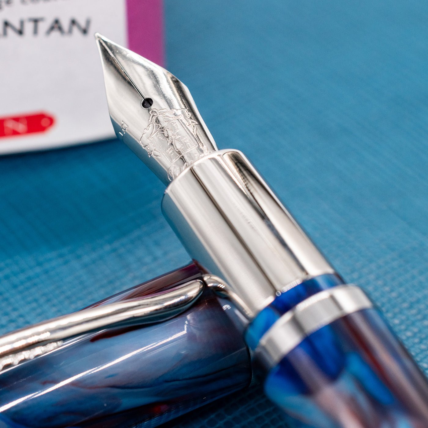 Pineider Avatar Mini Fountain Pen - Red Blue Solidate stainless steel nib