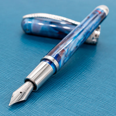 Pineider Avatar Mini Fountain Pen - Red Blue Solidate uncapped