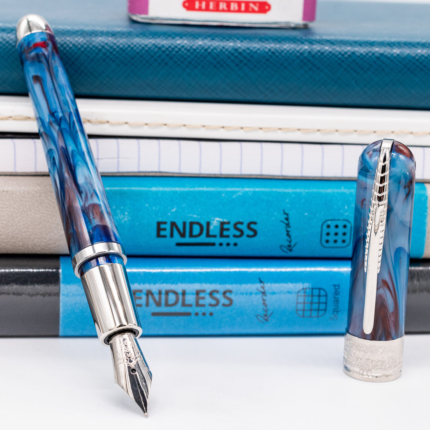 Pineider Avatar Mini Fountain Pen - Red Blue Solidate