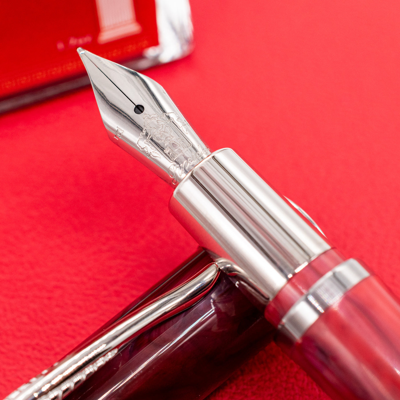 Pineider Avatar Mini Fountain Pen - Red Onyx stainless steel nib