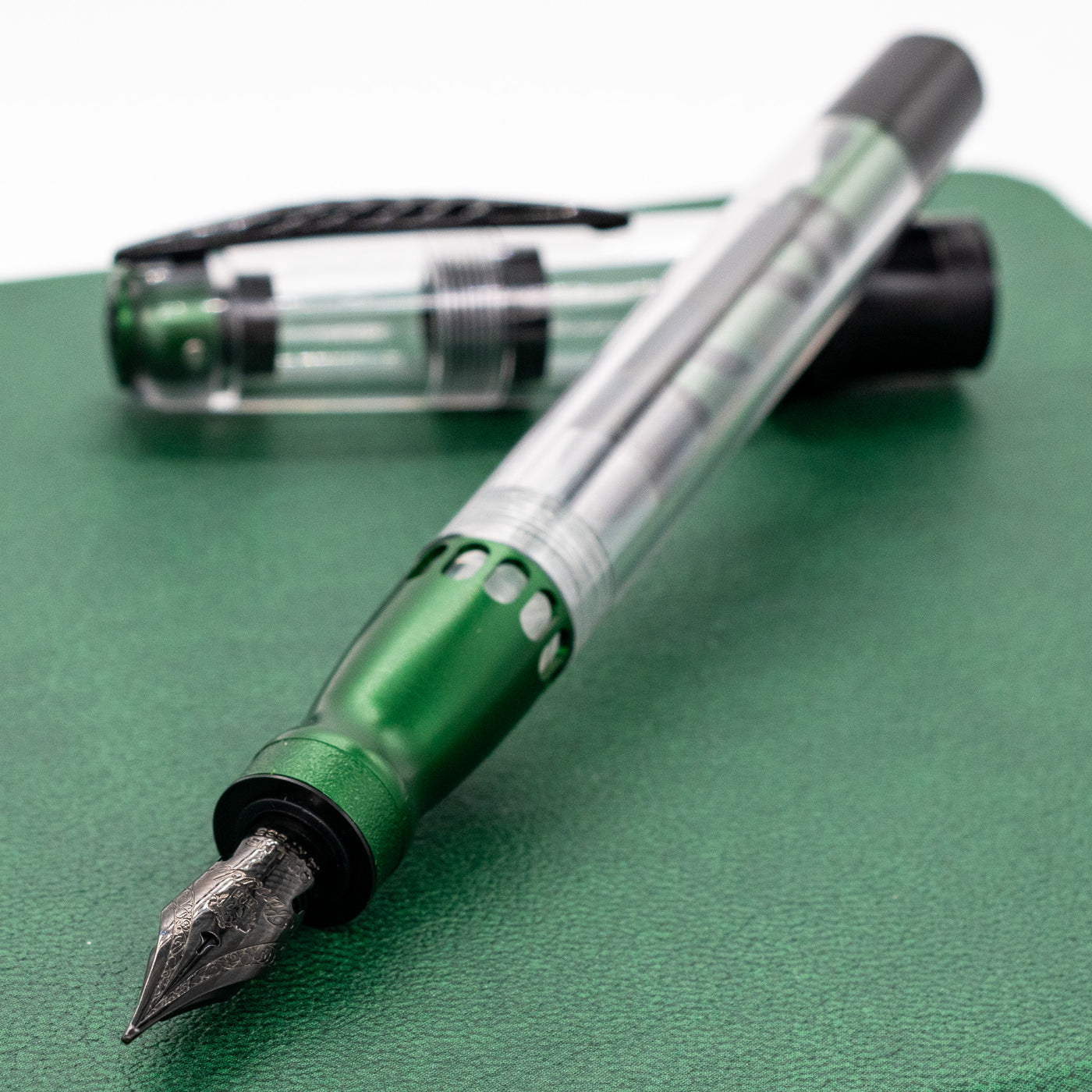 Pineider Mystery Fast Filler Fountain Pen - Green (14k Nib) demonstrator