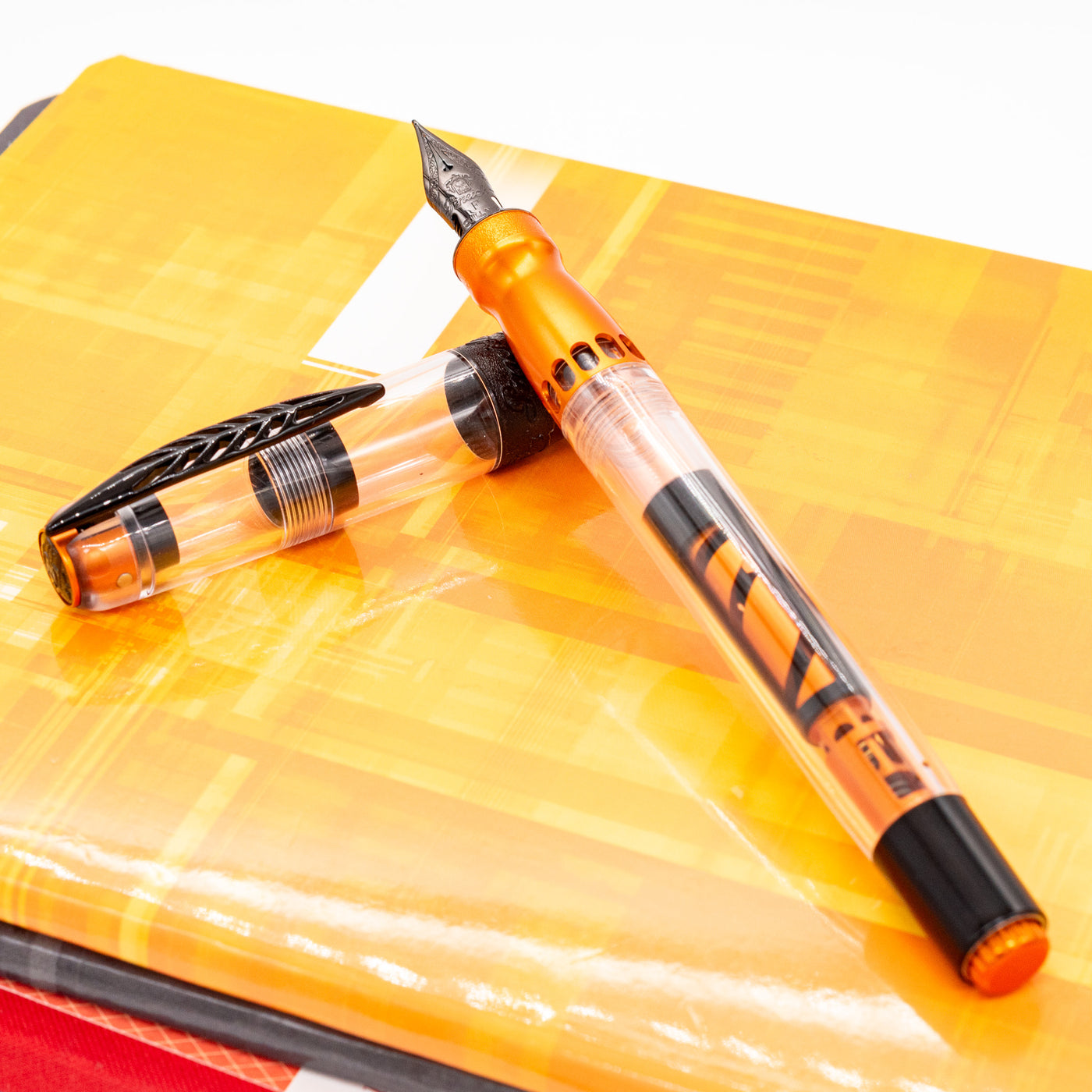 Pineider Mystery Fast Filler Fountain Pen - Orange (14k Nib) resin