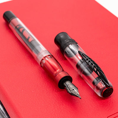 Pineider Mystery Fast Filler Fountain Pen - Red (14k Nib) black trim